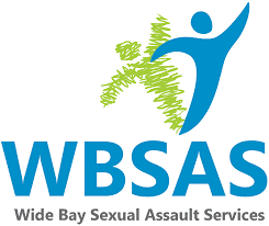 Wide bay sexual assault services logo - blue person image with green shadow with blue words underneath reading wide bay sexual assault service