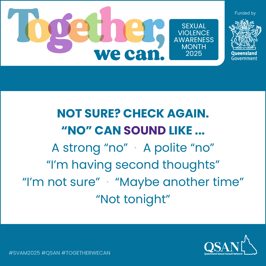 Text reads: Not sure? Check again. No can sound like a strong no, a polite no, I’m having second thoughts, I’m not sure, maybe another time, Not tonight.