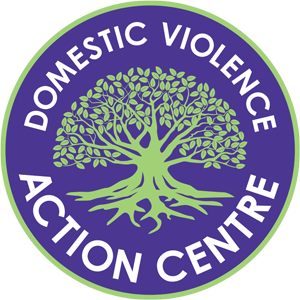 Domestic Violence Action Centre on a purple circle around a green tree
