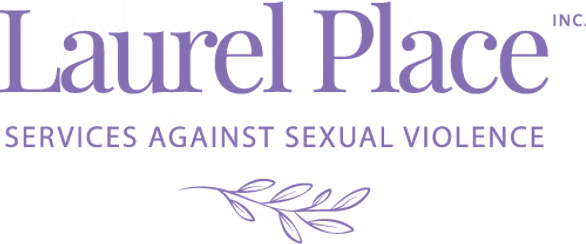 purple letters Laurel Place with a sprig of laurel under the words